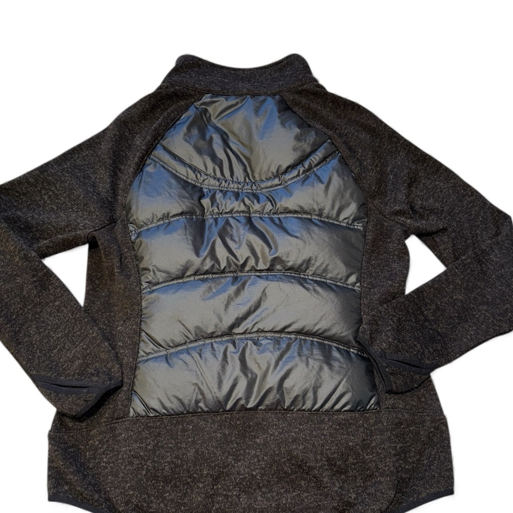 Michael Kors Black brown Hi low down Puffer Jacket with Gold MK Accents - Picture 7 of 16